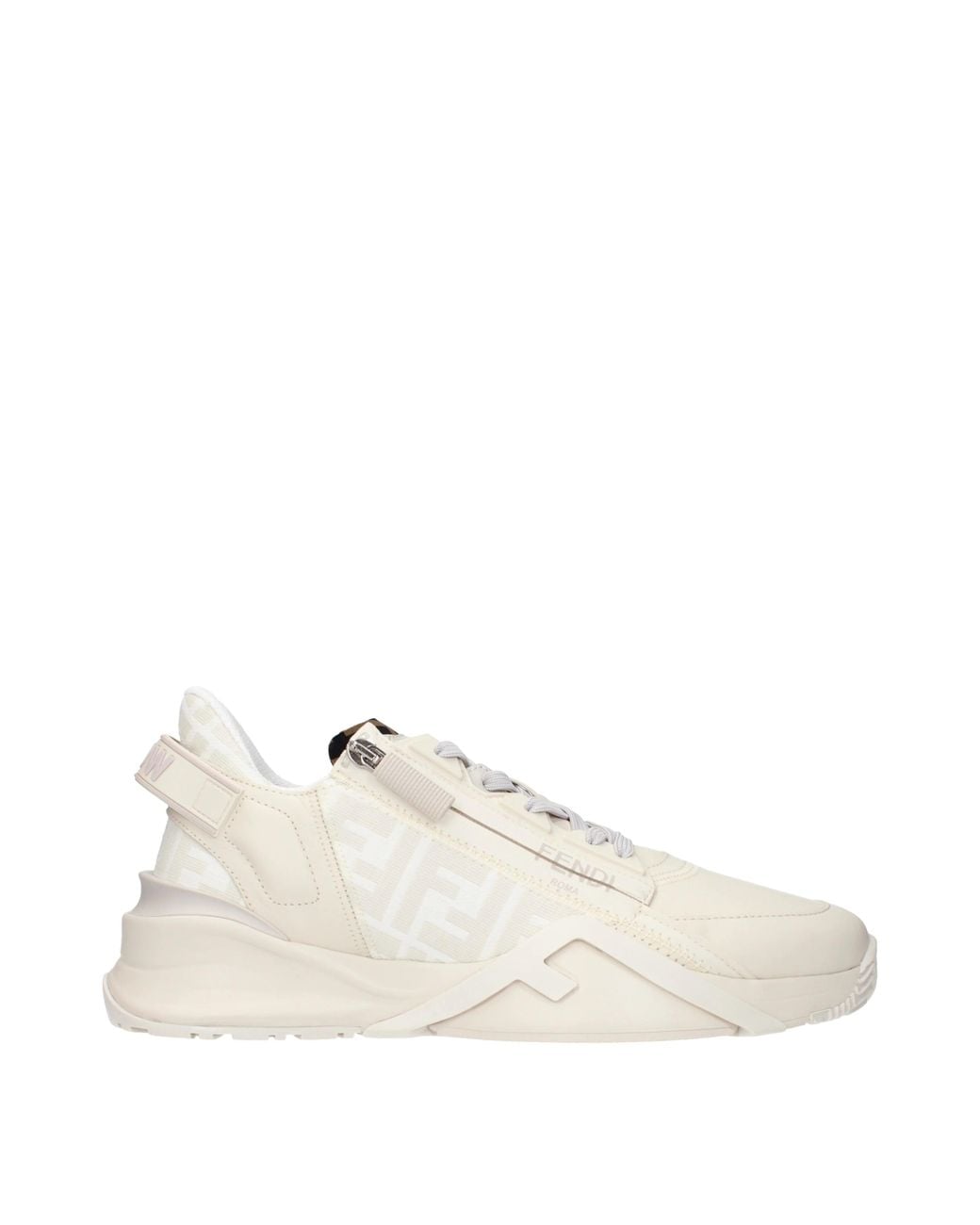 Fendi White Sneakers Flow Leather
