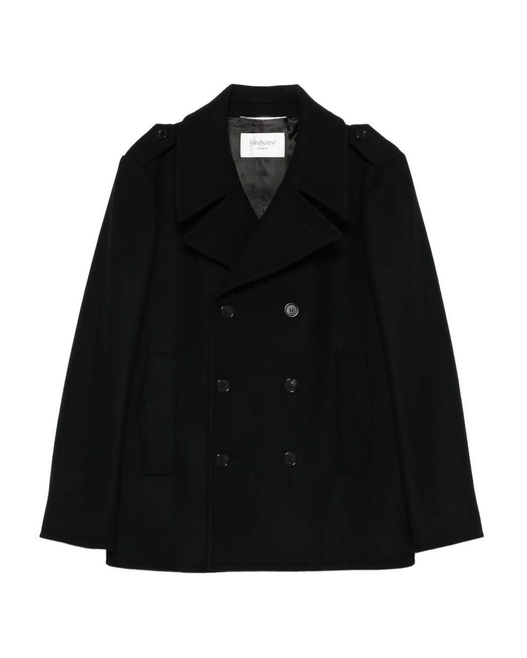 Saint Laurent Black Manteau M42 I Retouche Army Feu