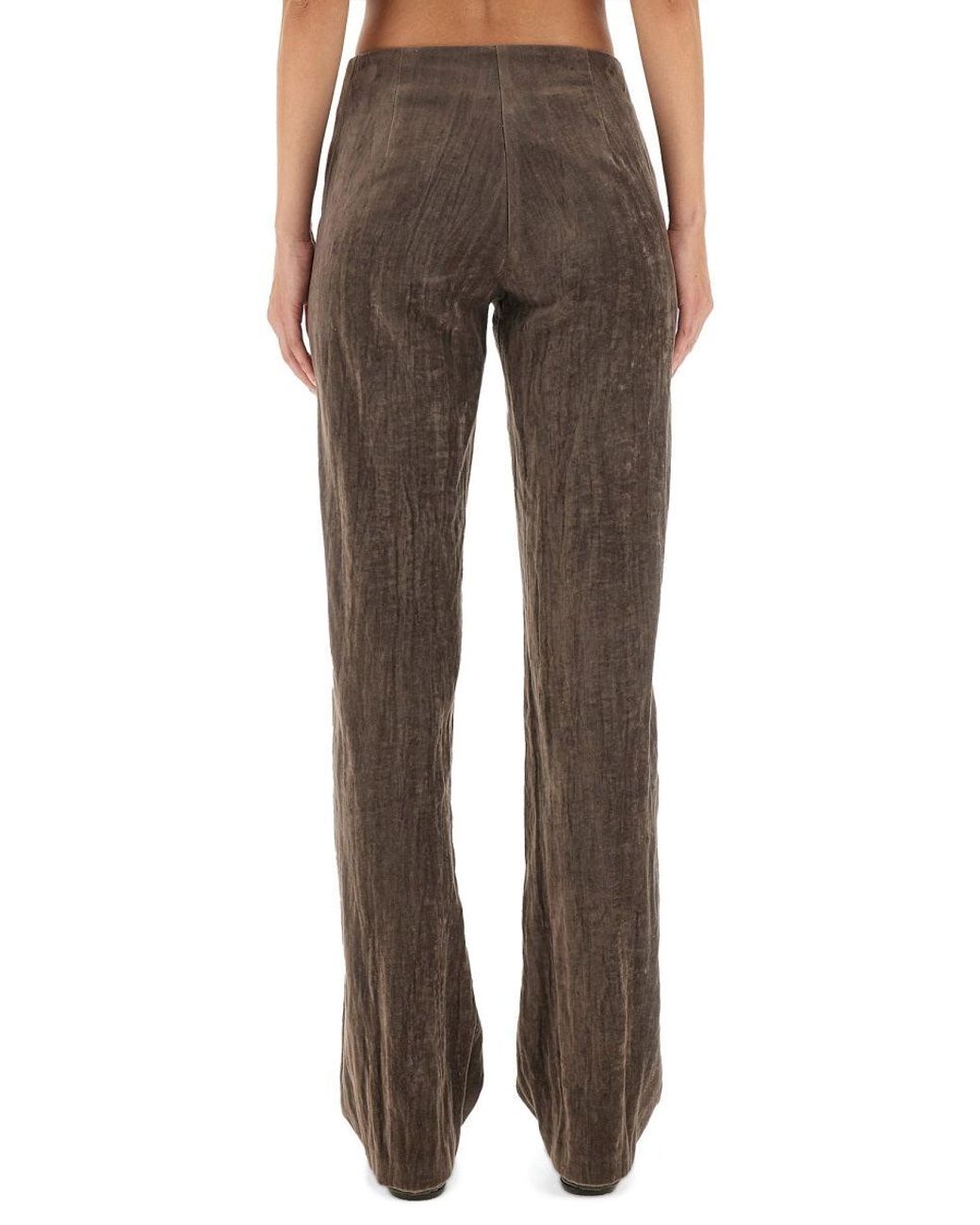 Alysi Brown Velvet "crinkle" Slim Pants