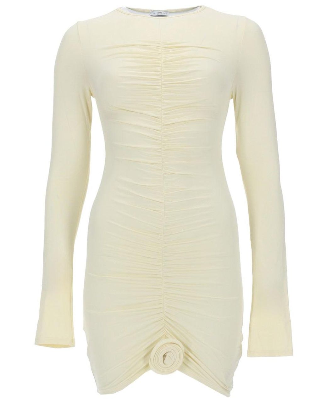 LaRevêche Natural Long Sleeve Ruched Mini Dress