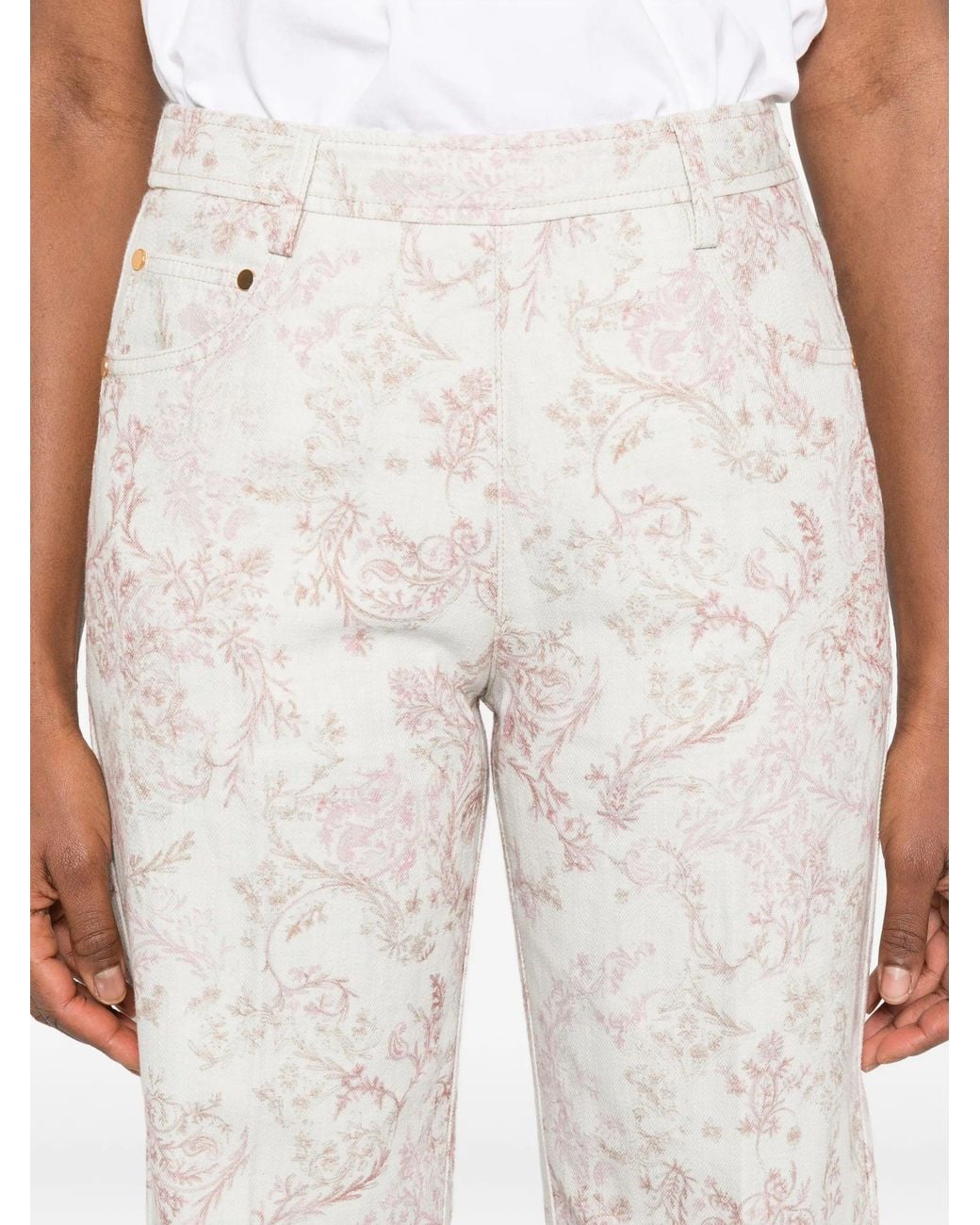 Forte_forte White Pants 5 Tasche Vita Alta Denim"Nontiscordardime"