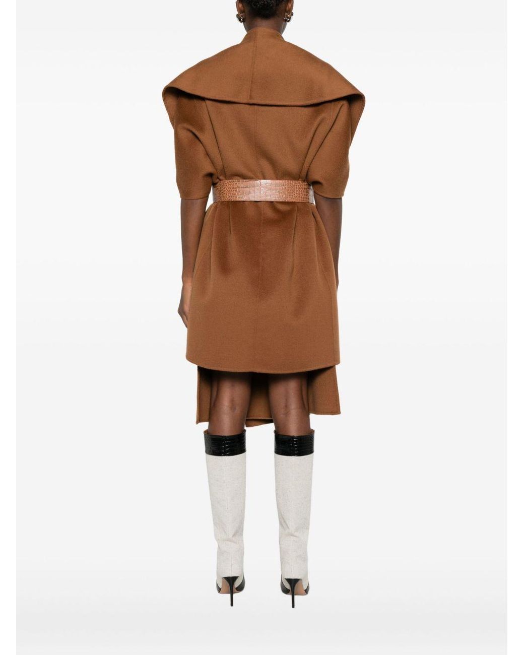 Elisabetta Franchi Brown Wool Belted Coat