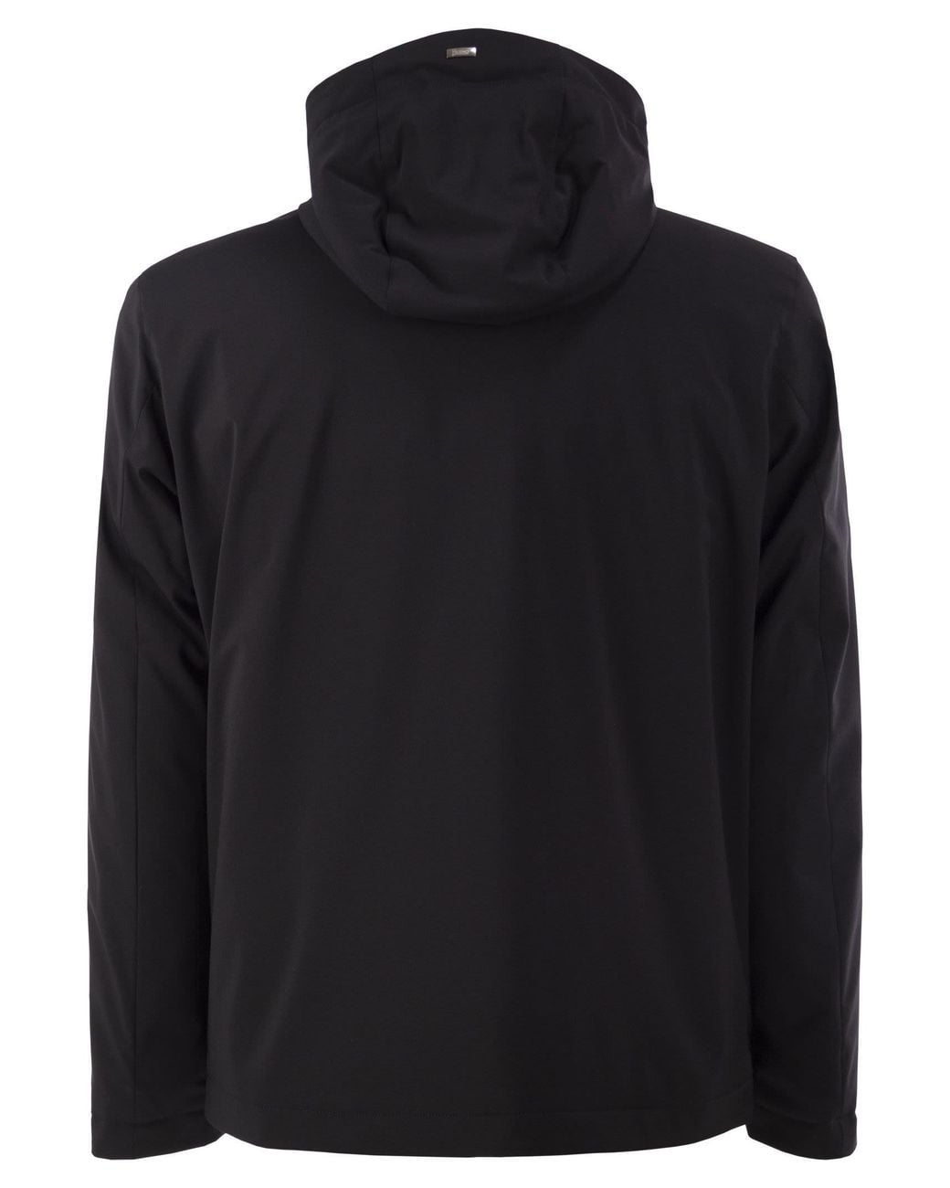 Herno Black Stretch Technical Fabric Hooded Padded Jacket for men