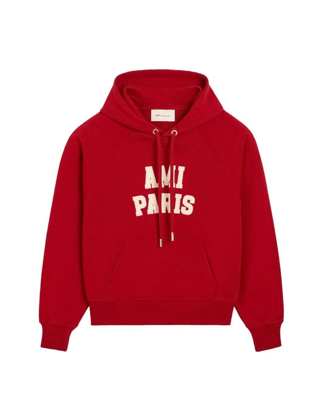 AMI Red Logo Cotton Hoodie
