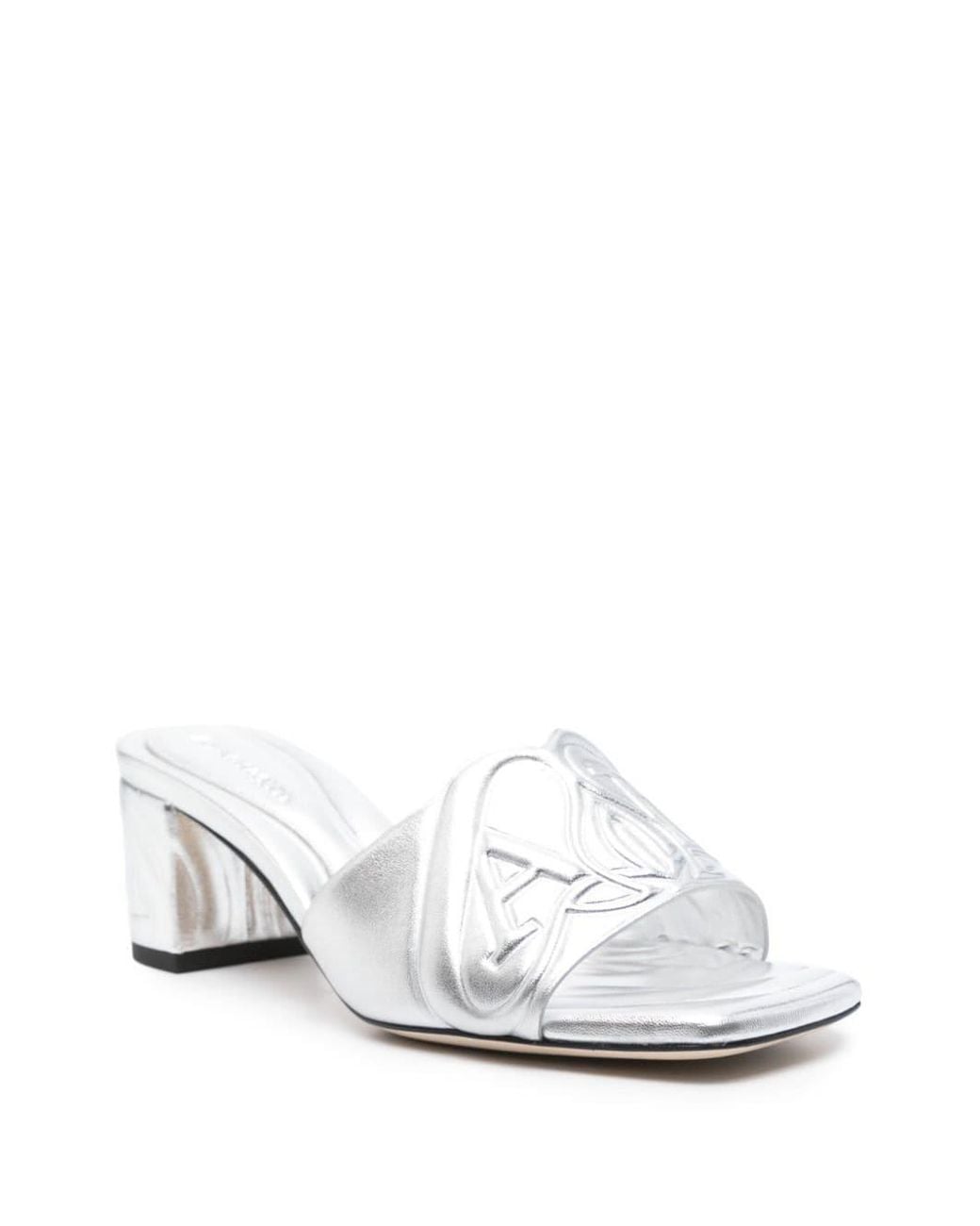 McQueen Metallic Leather Heel Sandals