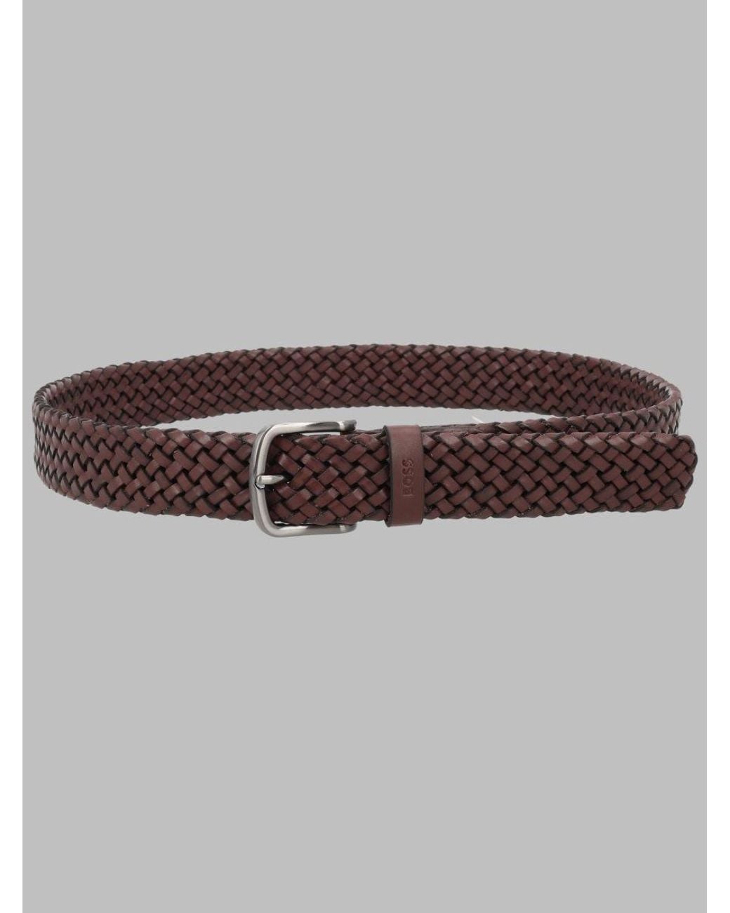Boss Brown Braided Leather Belt for men