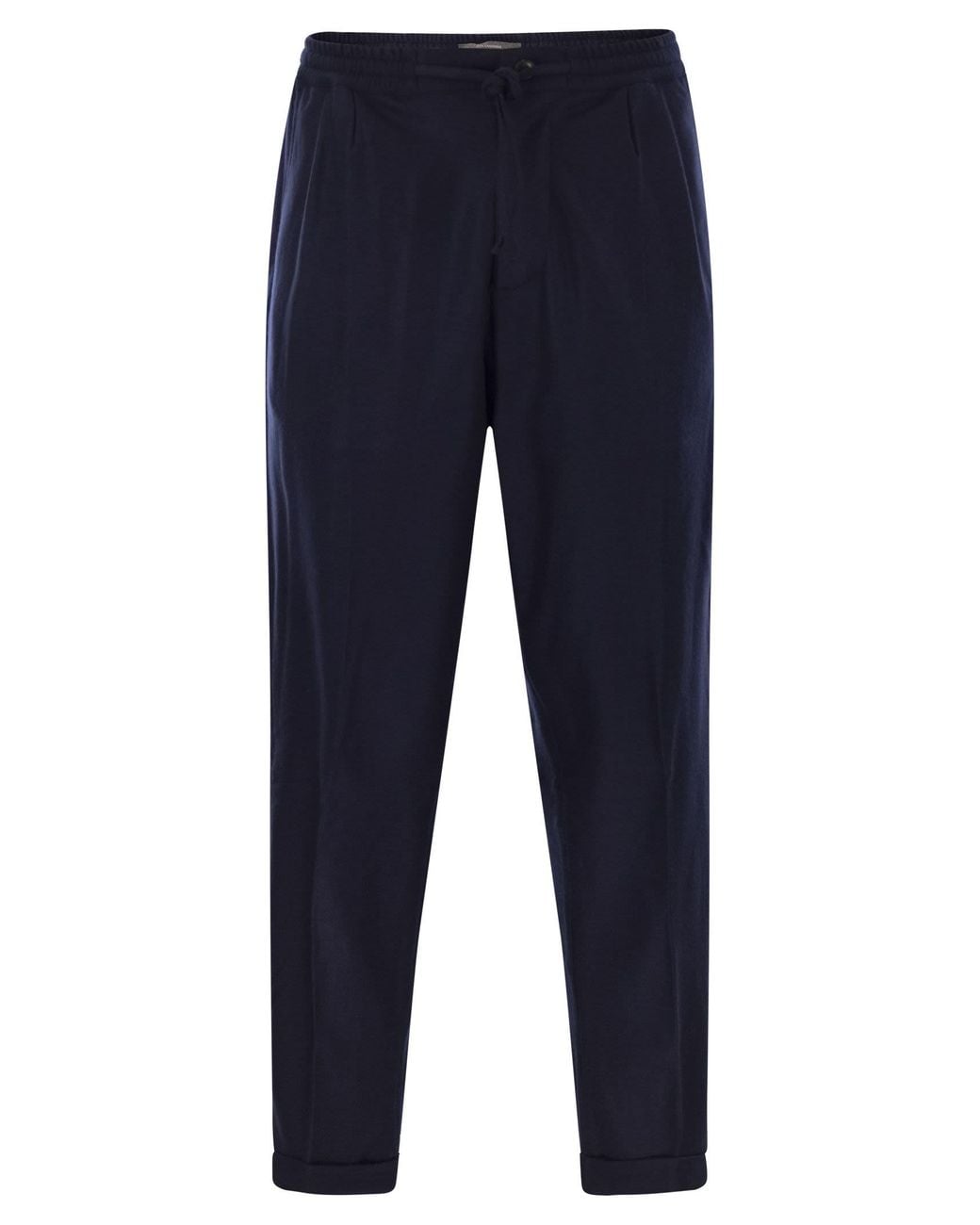 Fedeli Blue Harvard Soft Cashmere Flannel Trousers for men