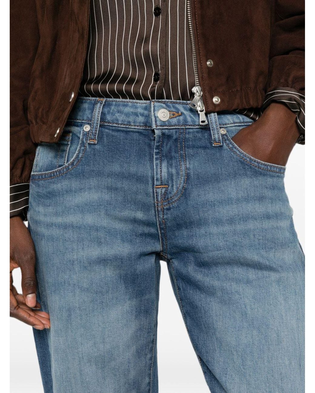 Seven7 Blue Low Straight Denim Jeans