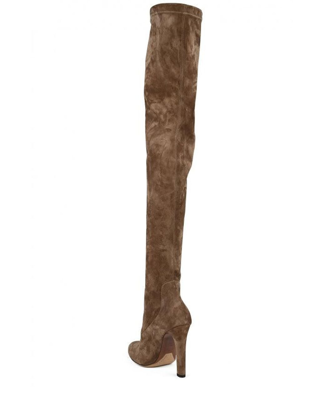 Ralph Lauren Brown Suede Almond-Toe Thigh-High Boots