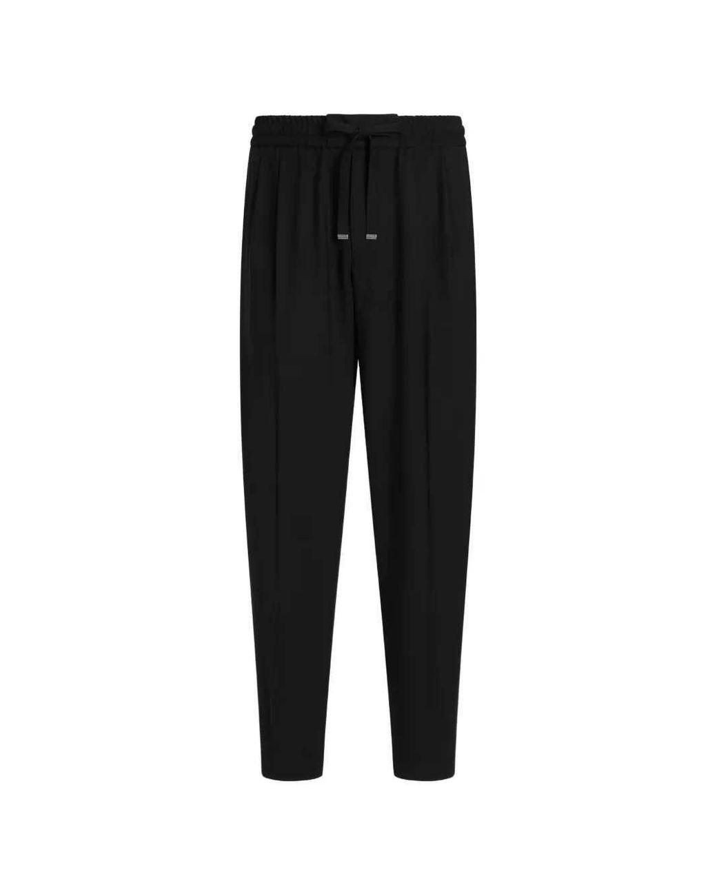 Dolce & Gabbana Black Dolce & Gabbana Wool Gabardine Jogging Trousers for men