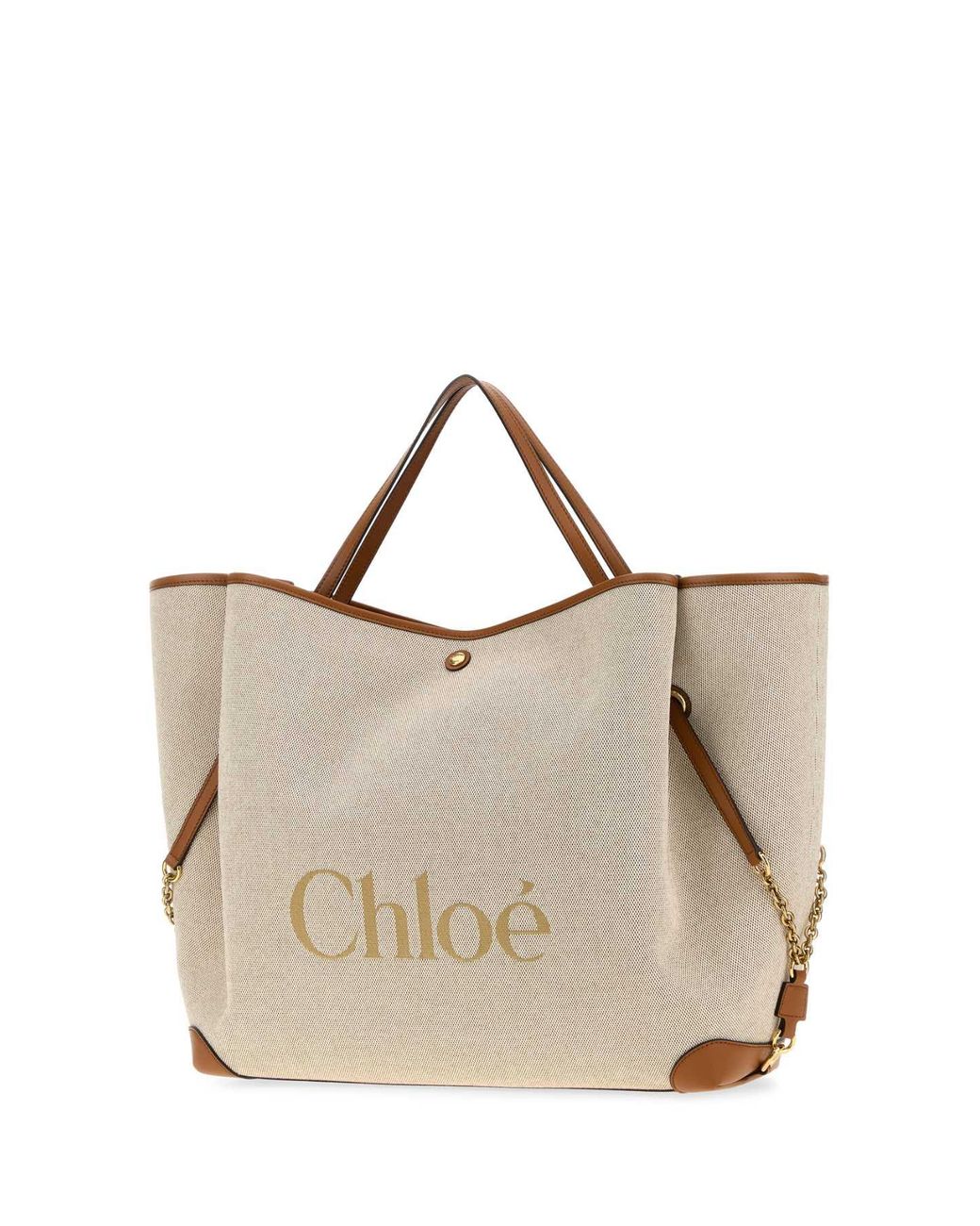 Chloé Brown Canvas Clover Shopping Bag