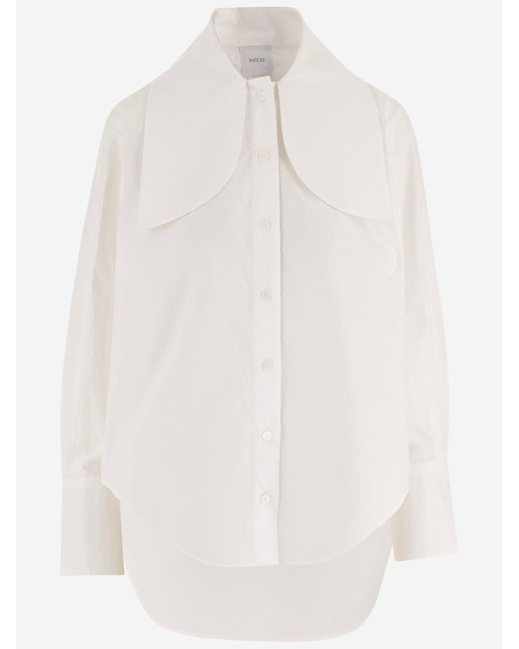 Patou White Cotton Blouse With Knotted Collar Organic Shirt