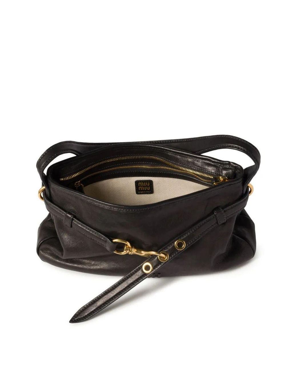 Miu Miu Black Nappa Leather Aventure Shoulder Bag