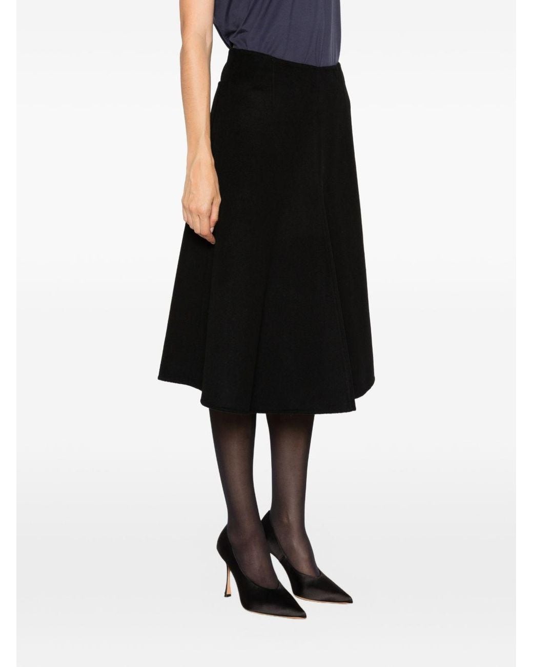 Susanne Bommer Black Wool Midi Skirt