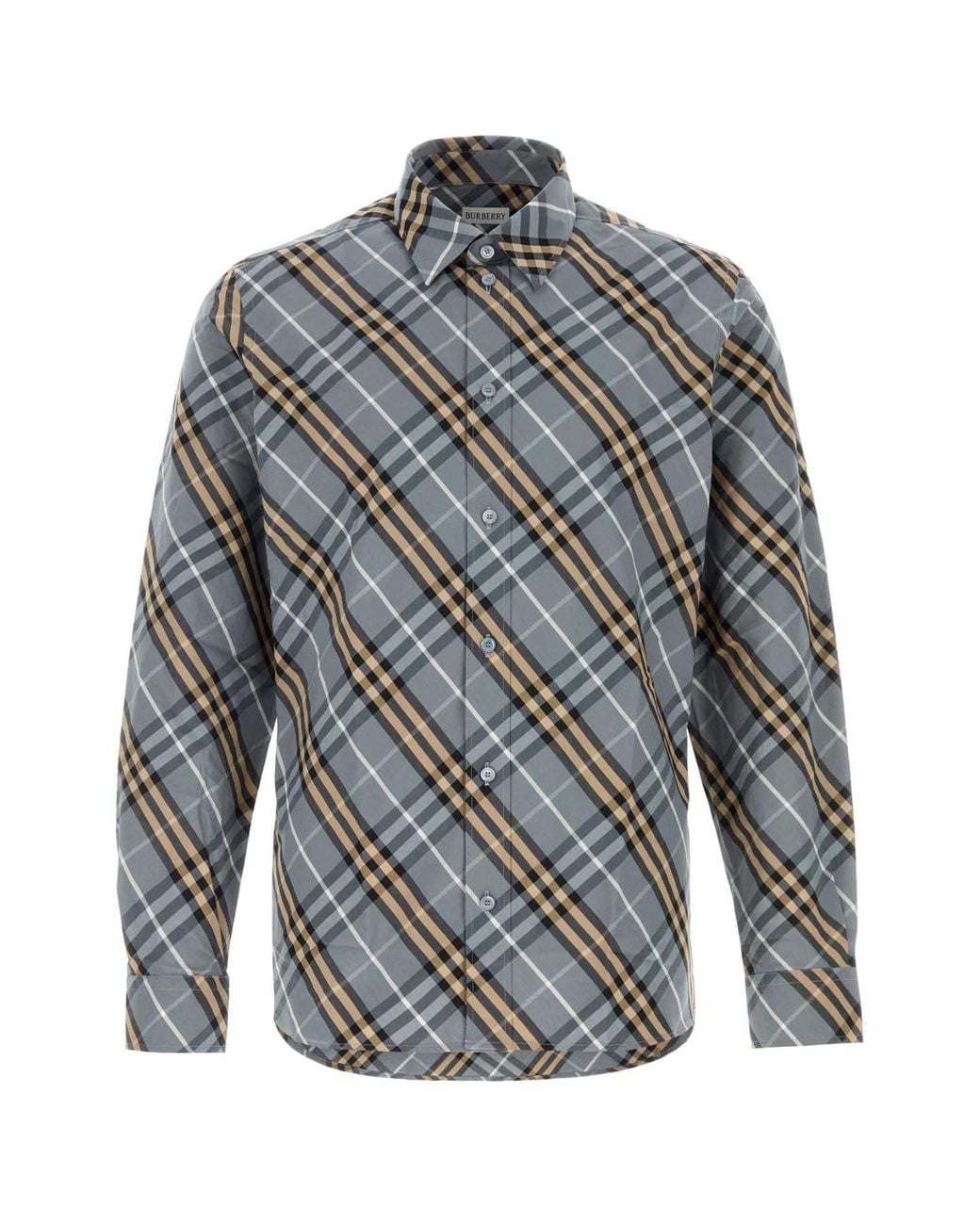 Burberry Gray Regular Check Shirt for men