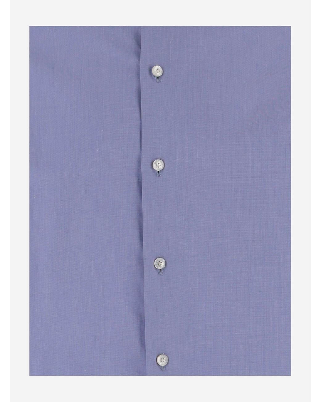 Finamore 1925 Blue Classic Collar Cotton Shirt