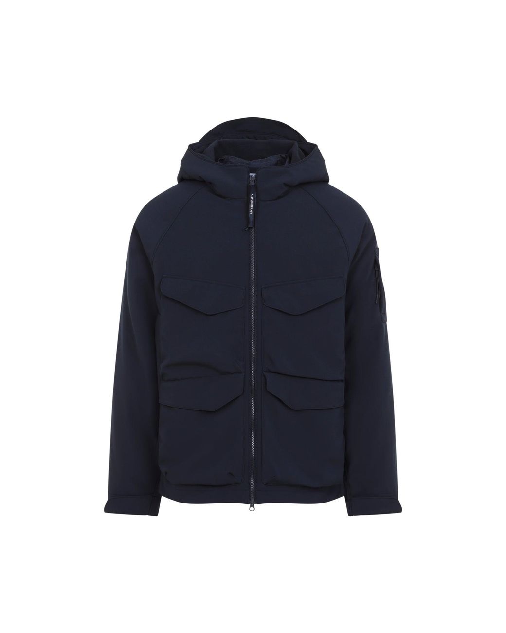 C P Company Blue C.P.Company Total Eclipse Shell Padded Hooded Lens Jacket for men