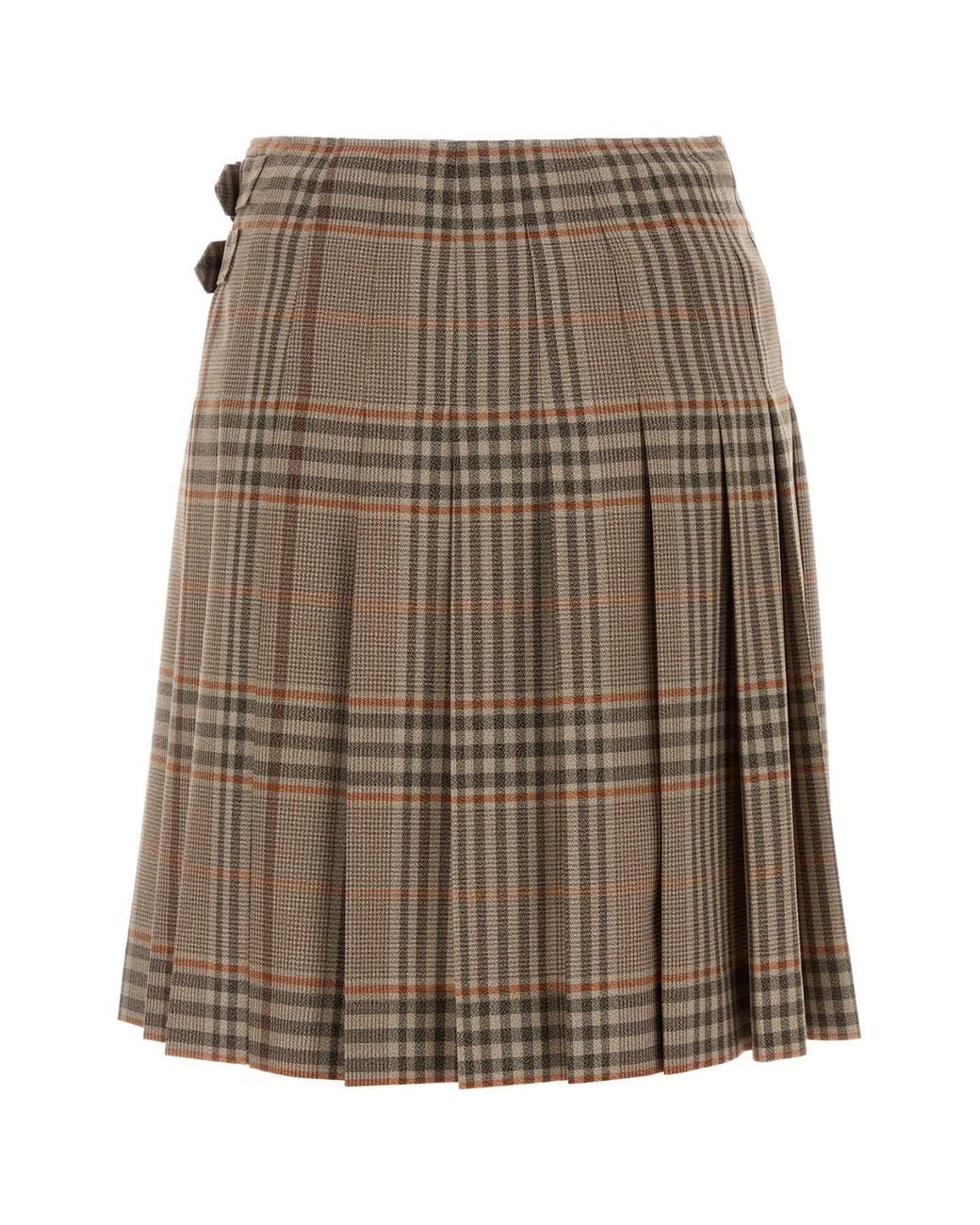 Burberry Brown Odessa Check Wool Mini Skirt