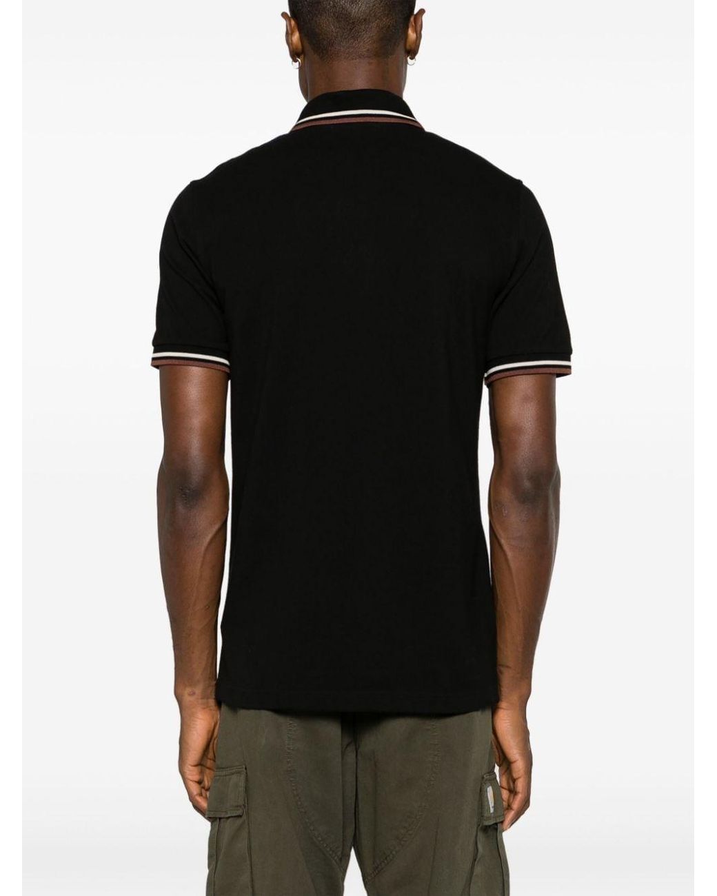 Fred Perry Black Logo Cotton Polo Shirt for men