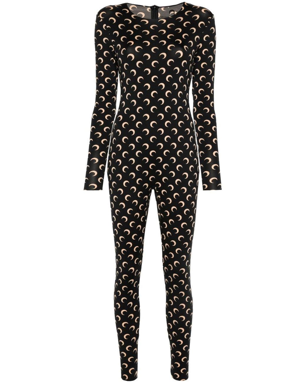 MARINE SERRE Black Moon Printed Stretch Jersey Catsuit
