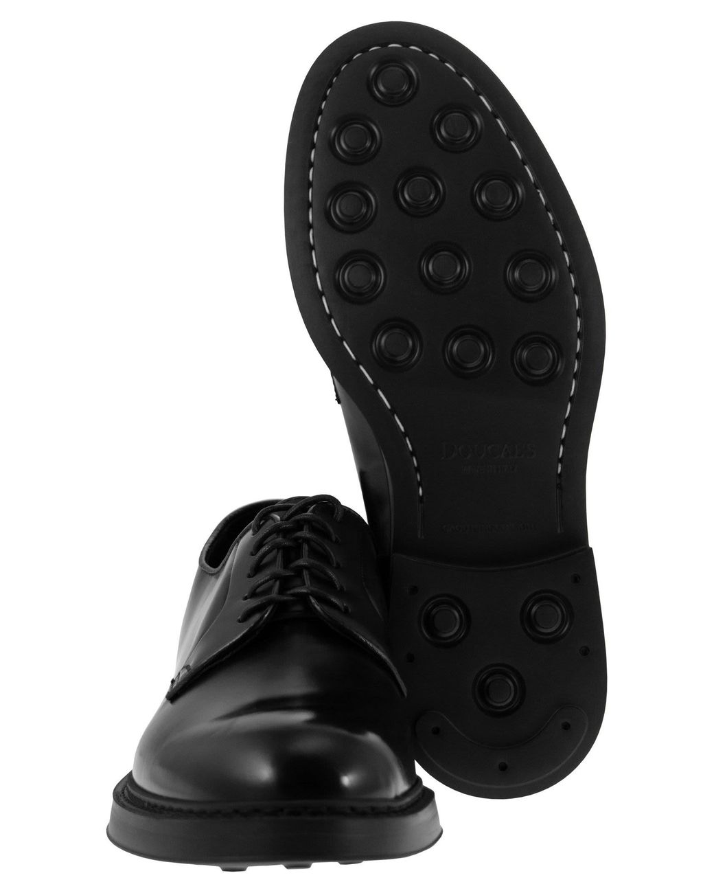 Doucal's Black Leather Derby Lace Up for men