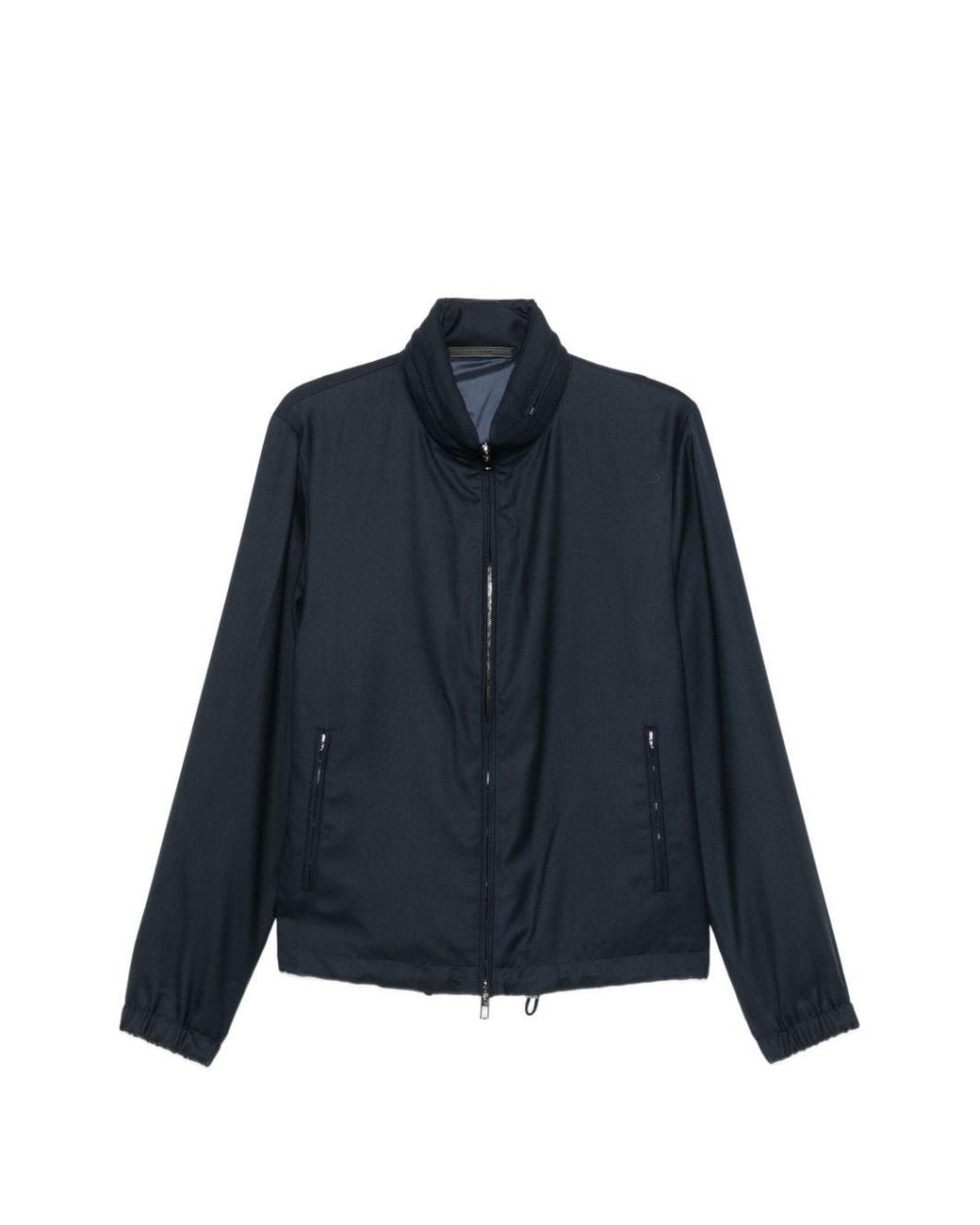 Giorgio Armani Blue Cashmere And Silk Blend Blouson Jacket for men