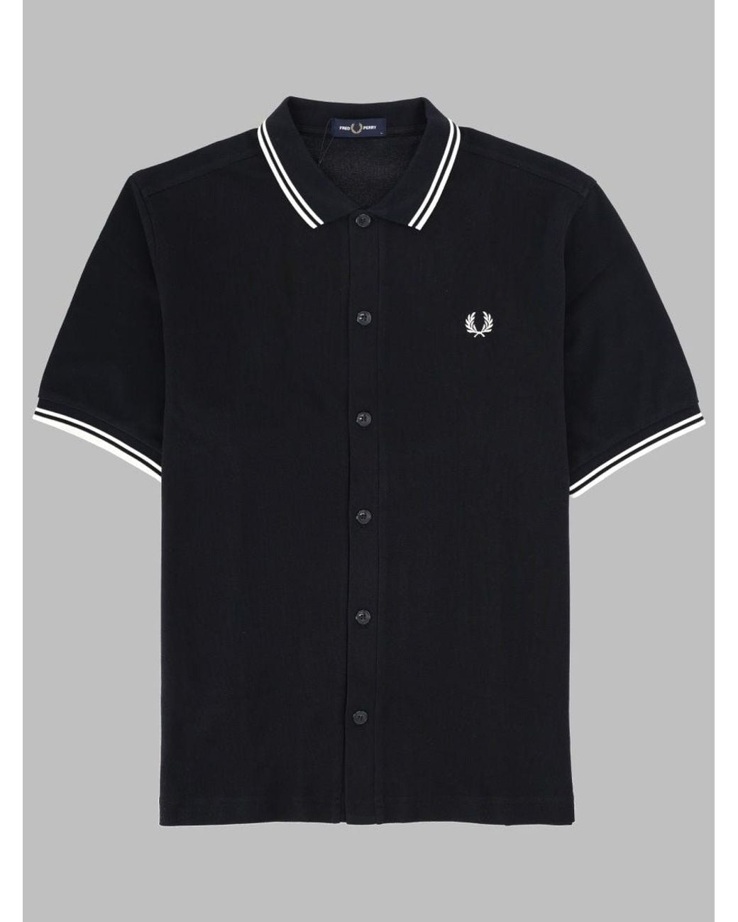 Fred Perry Black Polo Con Bottoni E Logo