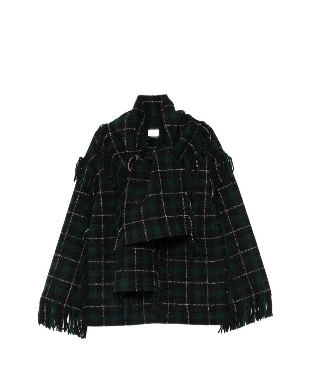 Totême Black Wool Fringed Scarf Jacket