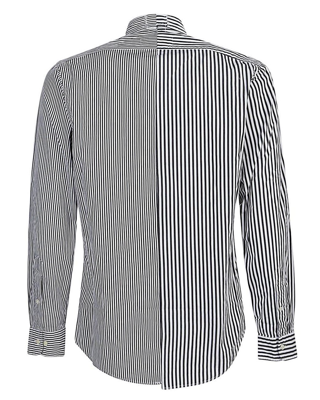 E.L.V. Denim Blue Contrast Striped Cotton Shirt