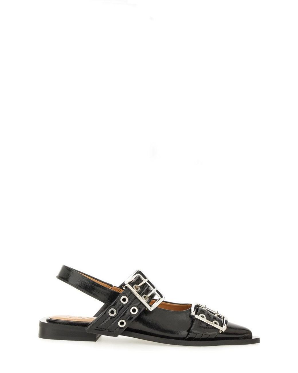 Ganni Black Flat Ballerinas With Buckle