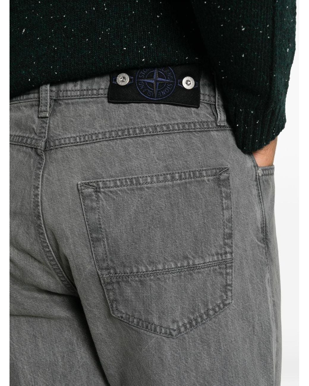 Stone Island Gray Denim Cotton Jeans for men