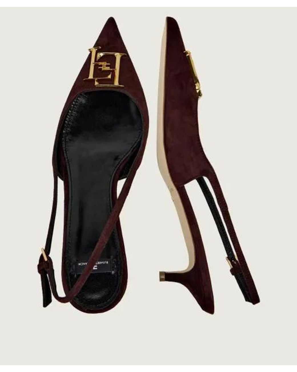 Elisabetta Franchi Brown Suede Slingback