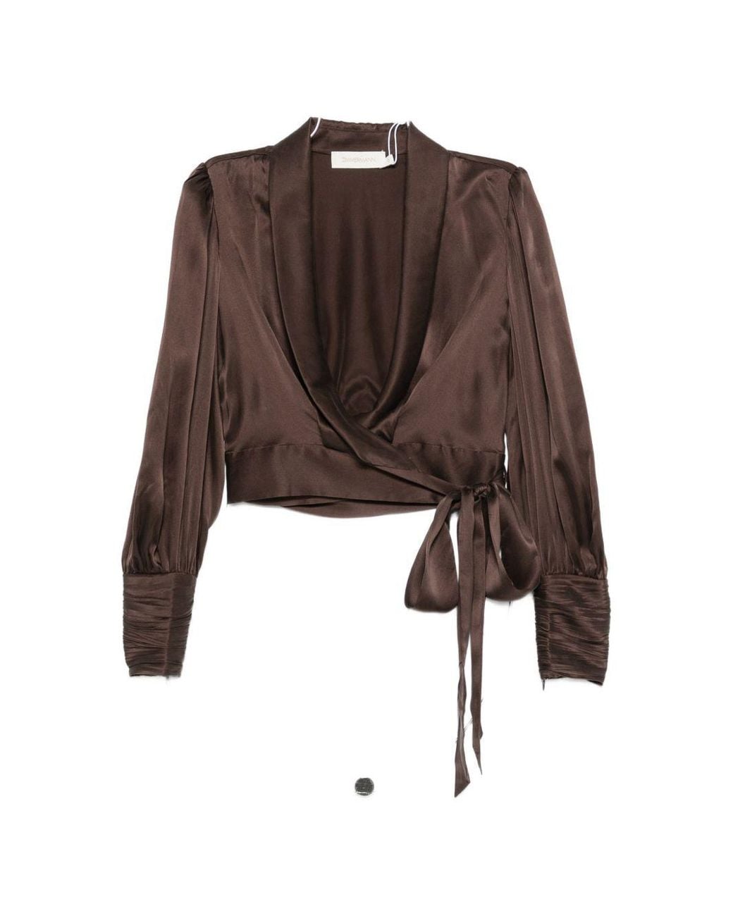Zimmermann Brown Silk Wrap Top