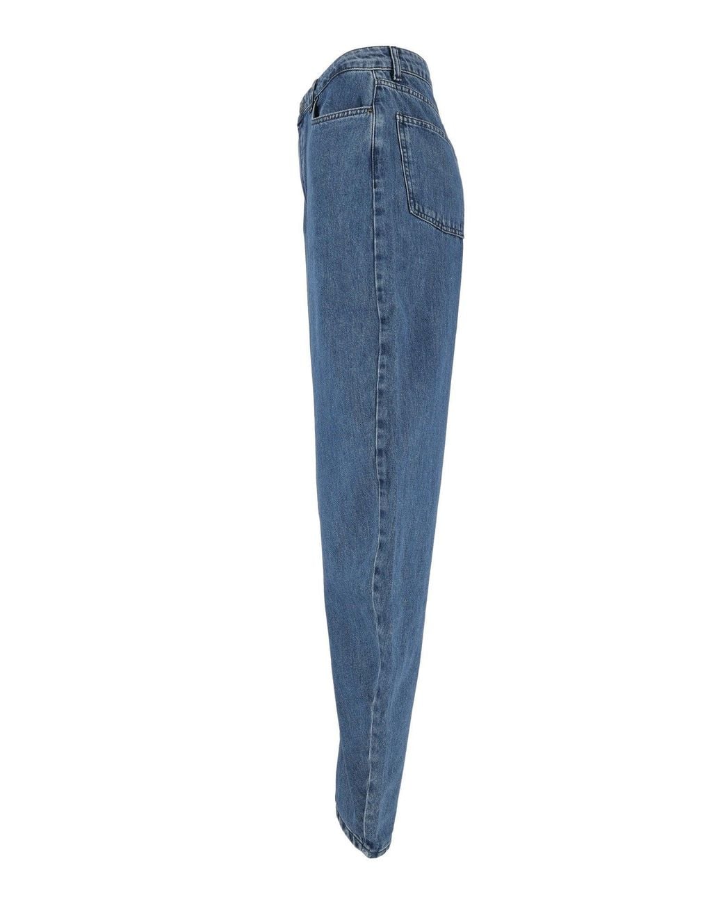 ROTATE BIRGER CHRISTENSEN Blue Draped Barrel Leg Jeans Medium Denim (Regular Fit)