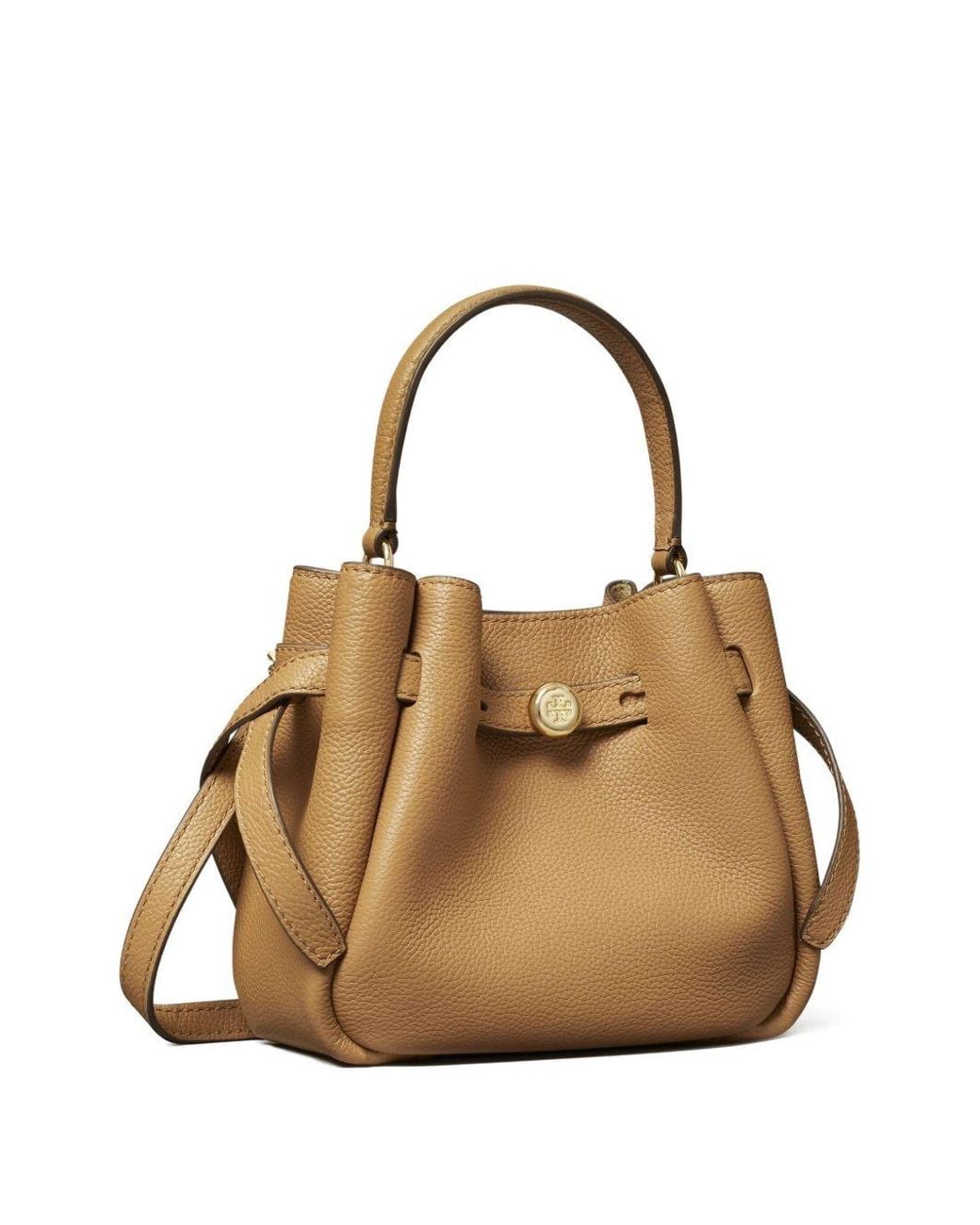 Tory Burch Natural Romy Mini Leather Bucket Bag