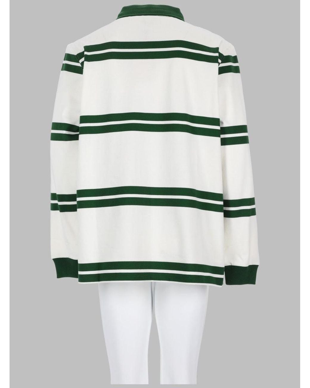 Drole de Monsieur Gray Striped Cotton Polo Shirt With Mirror Graphic Detail for men