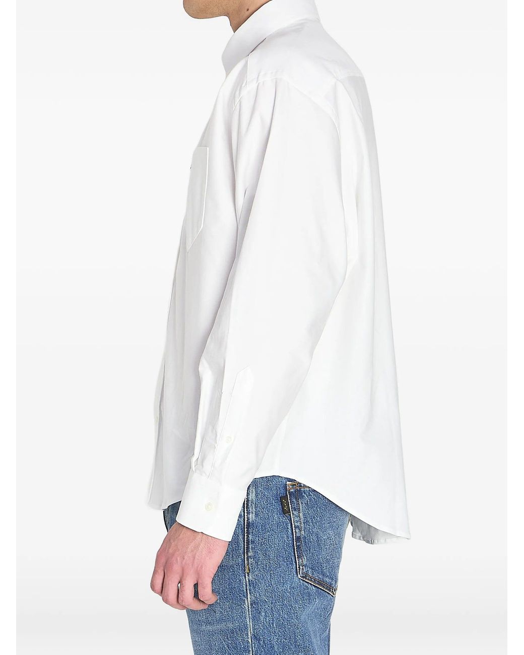 AMI White Boxy Fit Shirt Button Down Collar And Embroidered Ami De Coeur