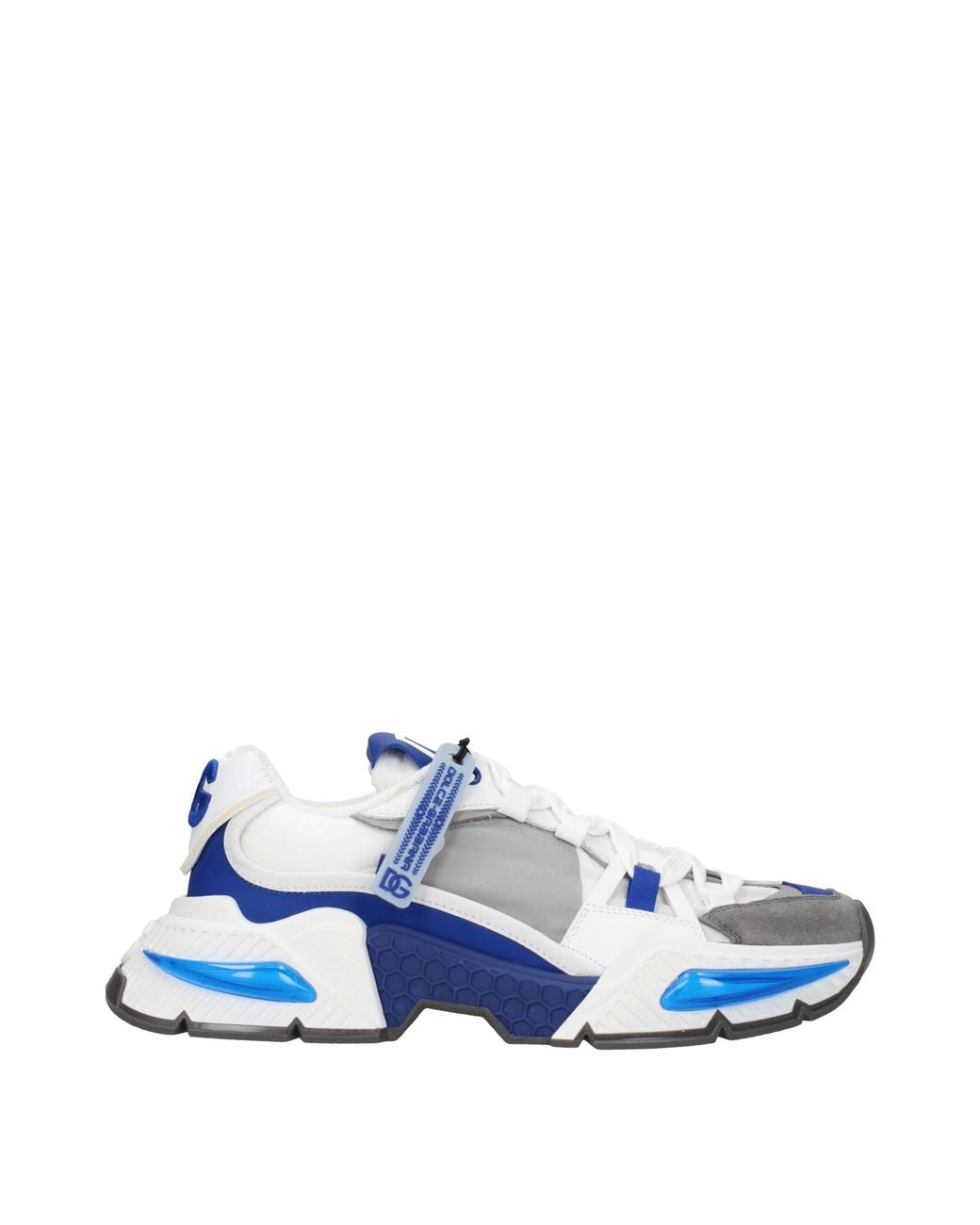 Dolce & Gabbana Blue Dolce&Gabbana Sneakers Uomo Tessuto Bianco/Blu Elettrico for men
