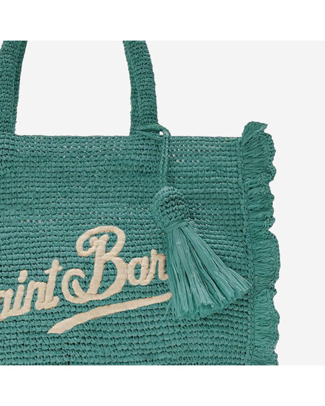 Mc2 Saint Barth Green Volant Raffia Bag