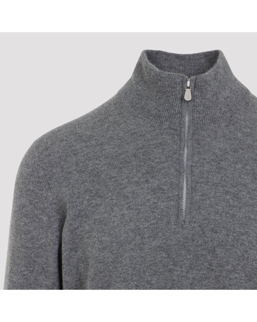 Brunello Cucinelli Gray Half Zip Cashmere Sweater