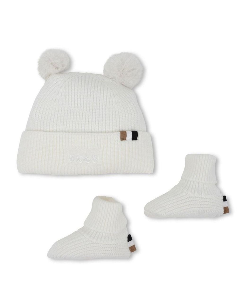 Boss White Hat Set With Slippers