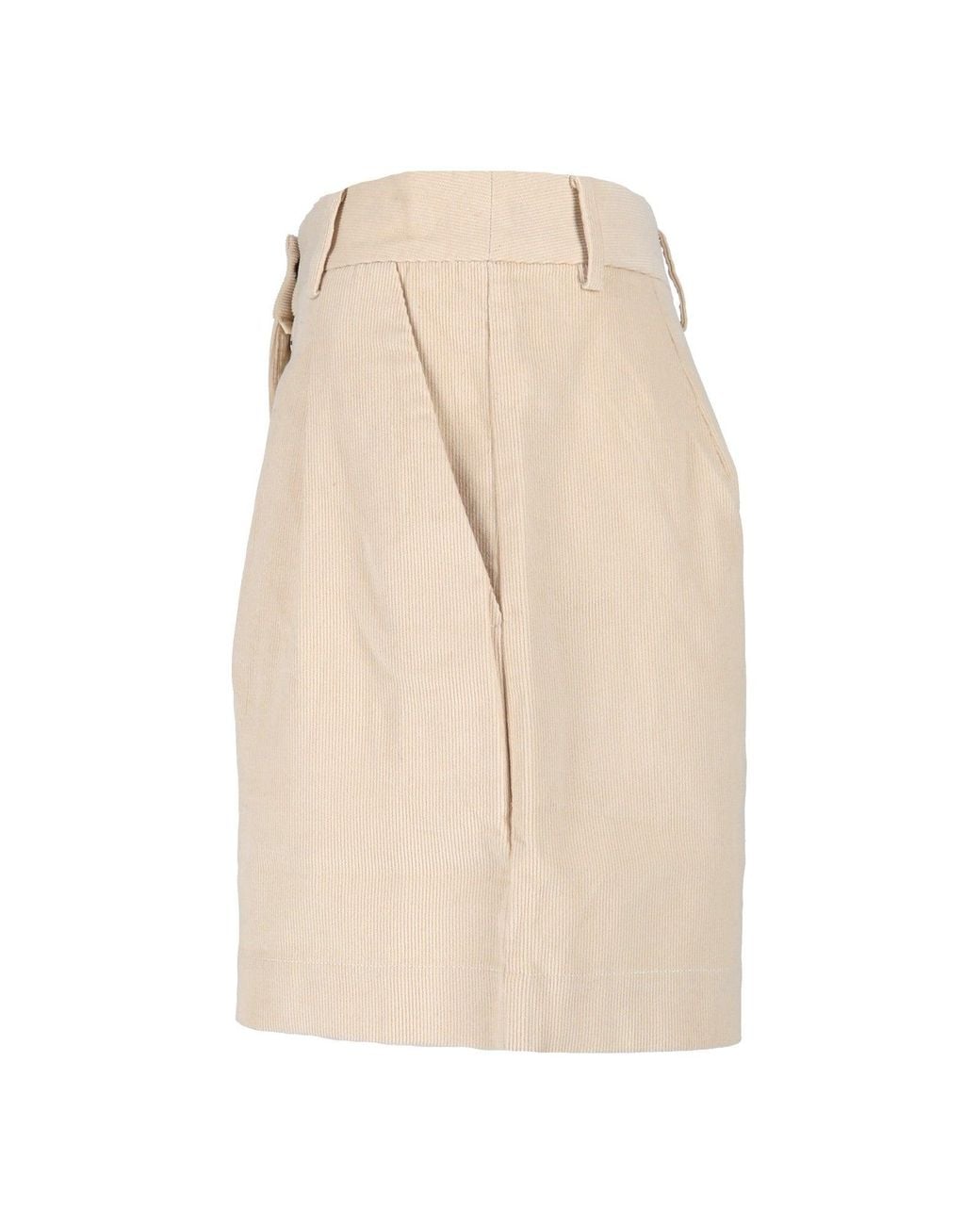 Mc2 Saint Barth Natural Cream Aya Pleated Corduroy Mini Shorts