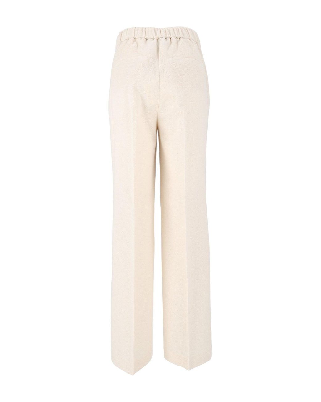 Peserico White Relaxed High Elastic Waist Wide-Leg Pants