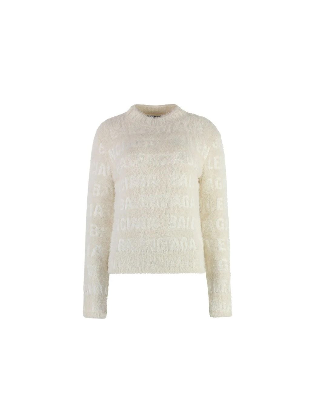 Balenciaga White Jacquard Logo Sweater