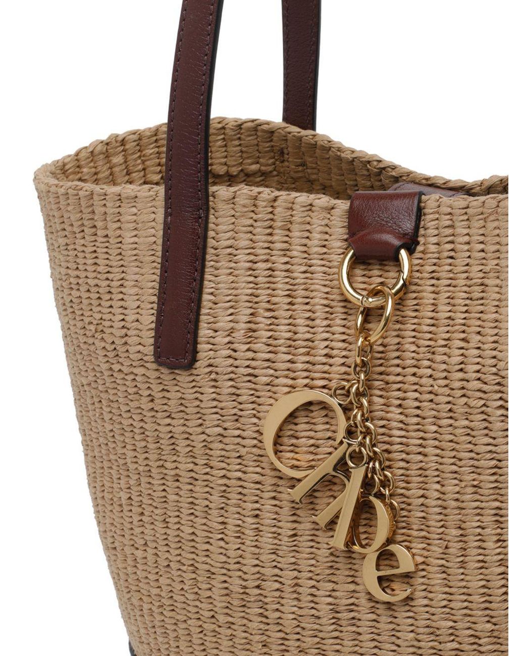 Chloé Brown Charms Rafia Basket Bag