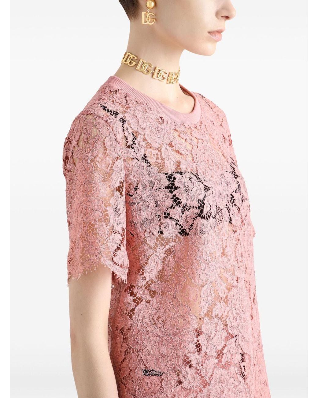 Dolce & Gabbana Pink Dolce & Gabbana Lace Top