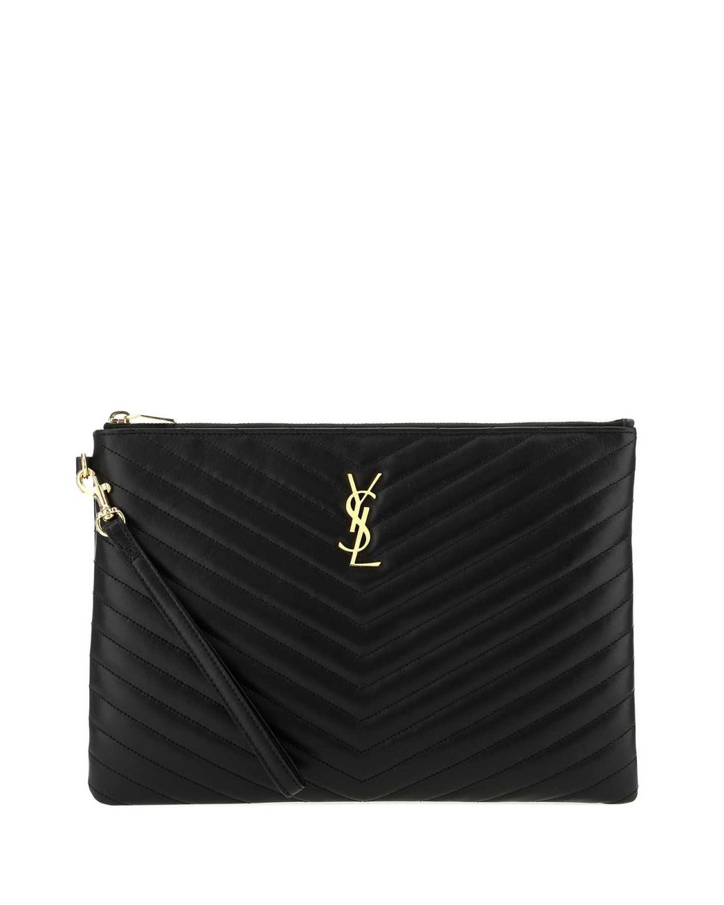 Saint Laurent Black Leather Jolie I-Pad Holder