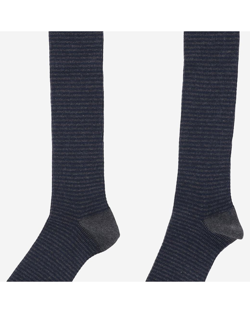 ANT45 Blue Cotton Socks With Vertical Stripes