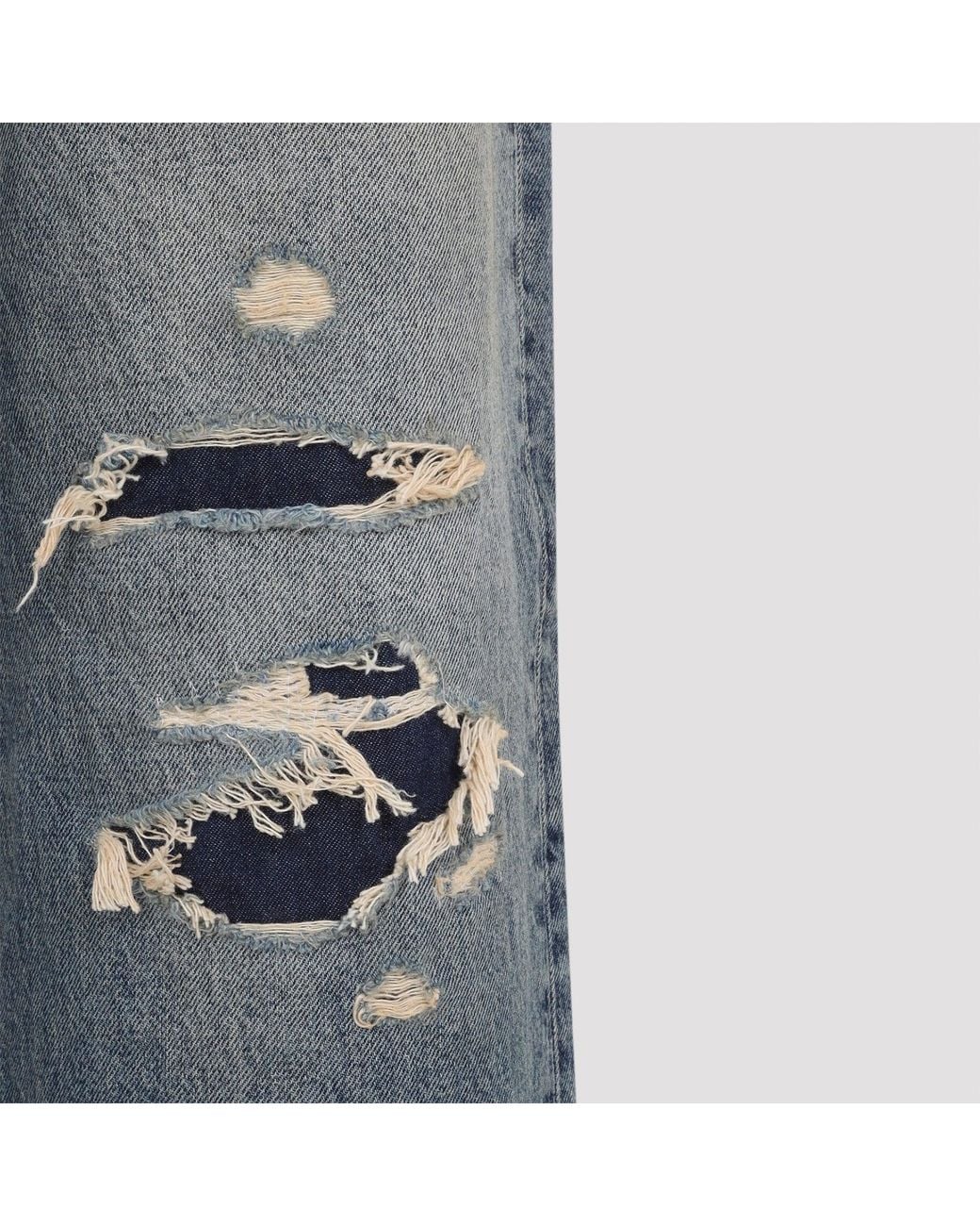 Maison Margiela Blue Distresses Denim Trousers for men