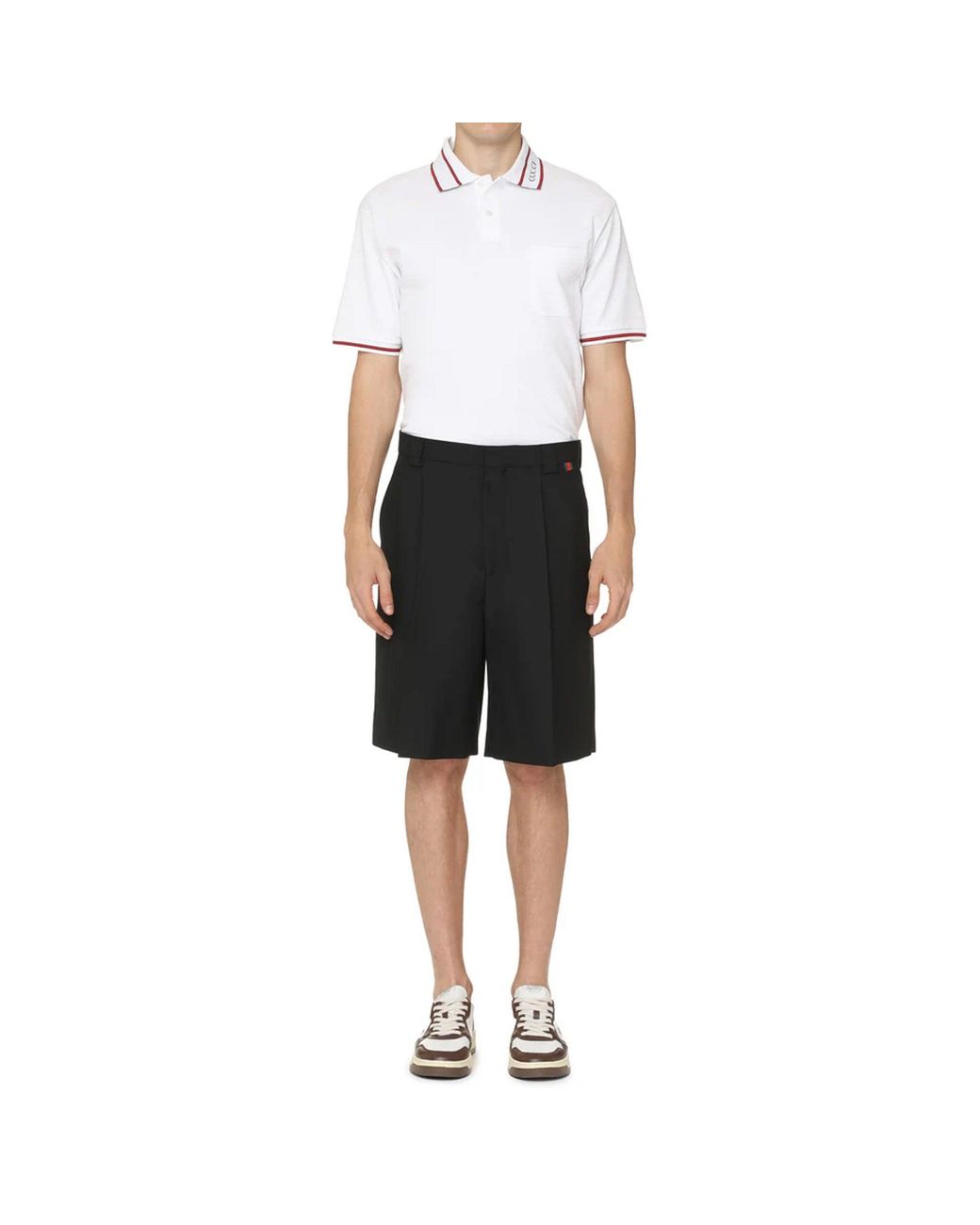 Gucci Black Wool-Blend Bermuda Shorts With Web Detail for men
